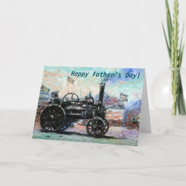 Happy Father's Day card with a Steam Tractor (Front)