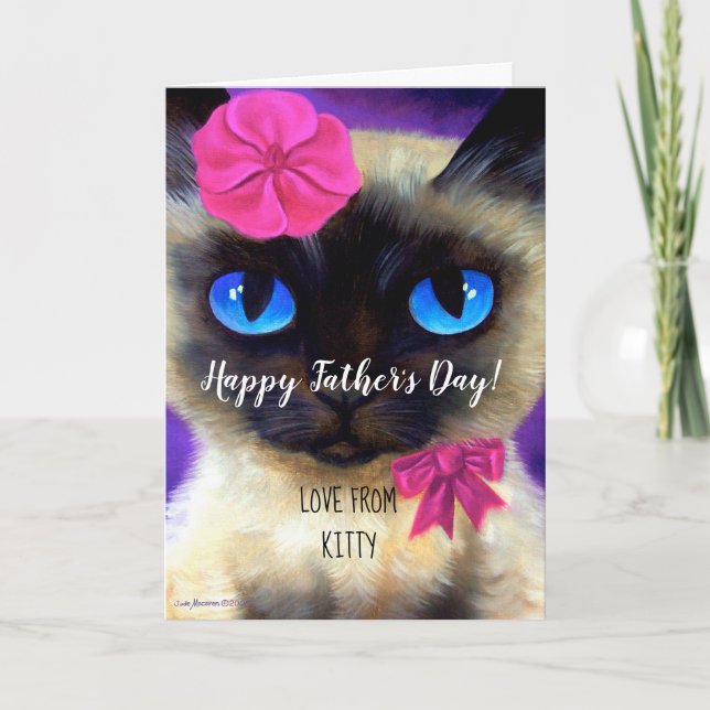 Happy Fathers Day Cat Dad Painting Whimsical Funny Card (Front)