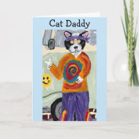 Happy Father's Day Cat Daddy Hippie Tuxedo Cat