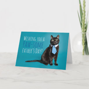 Happy Father's Day Cat in Tie Humor Holiday Card