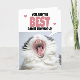 Happy Father's Day Cat Shouting Humour  Holiday Card