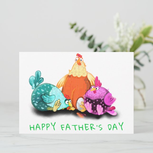 Happy Father's Day - Chickens Waiting Egg To Hatch (Standing Front)