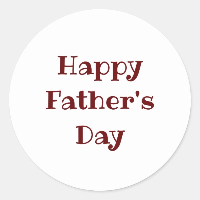 Happy Father's Day Classic Red Typography  Classic Round Sticker (Front)