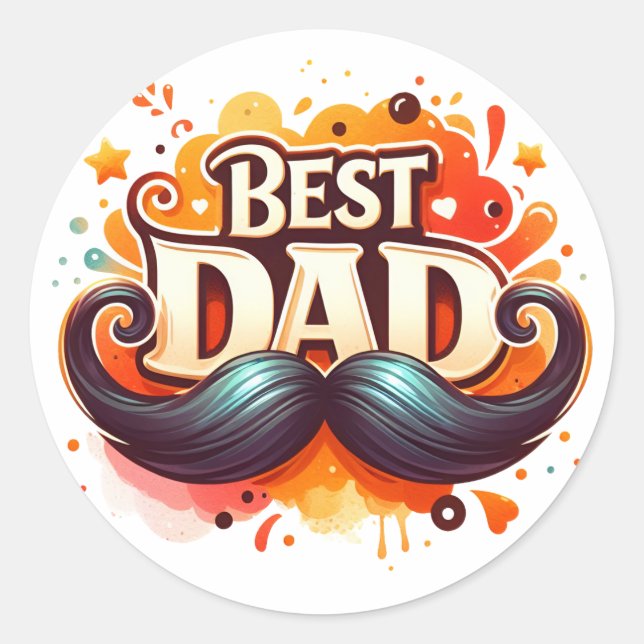 happy fathers day classic round sticker (Front)