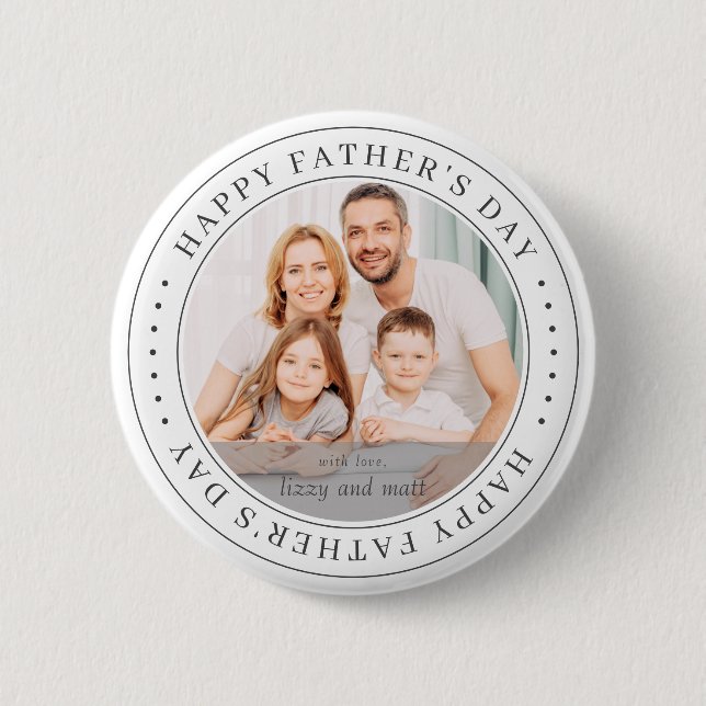 Happy Father's Day Classic Simple Photo 6 Cm Round Badge (Front)