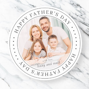 Happy Father's Day Classic Simple Photo Classic Round Sticker