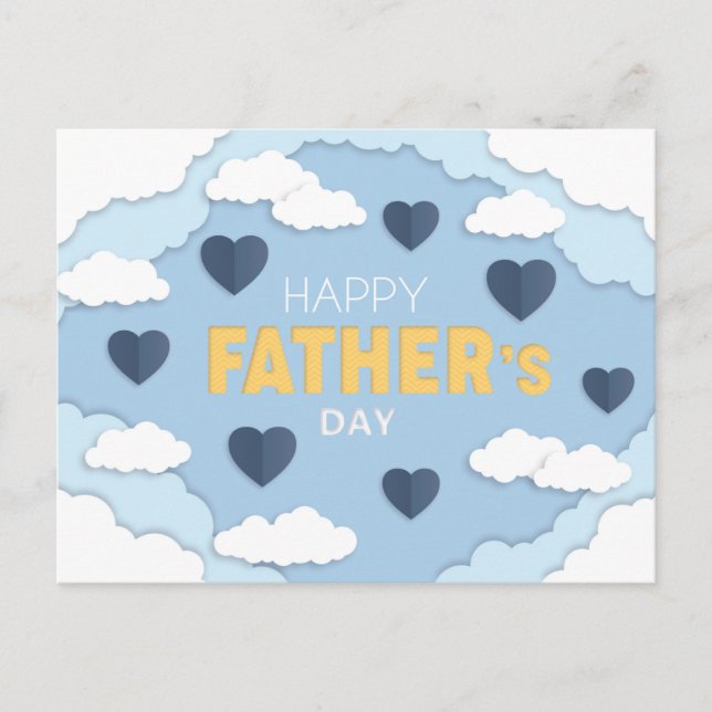 Happy Father's Day clouds and hearts Card (Front)