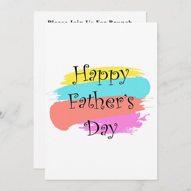 Happy Fathers Day Colourful Family Gathering Brunc Invitation (Front/Back)