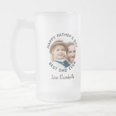 Happy Father's Day Custom Photo Best Dad Ever Frosted Glass Beer Mug (Left)