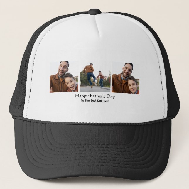 Happy Father's Day Custom Photo Trucker Hat (Front)