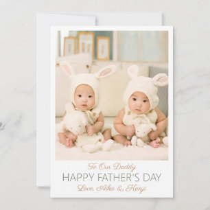 Happy Father's Day Custom Photo Twins Holiday Card