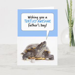 Happy Father's Day Cute Turtle With Coffee Humour  Holiday Card