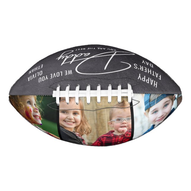  Happy Father's Day Dad 3 Photo Collage Chalkboard Football (Front)