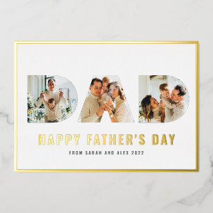 Happy Father's Day DAD 3 Photo Gold Foil Card