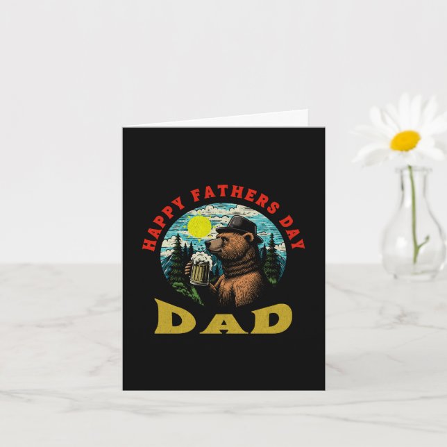 Happy Father's Day Dad Beer Mug Outdoorsman Bear  Card (Small Plant)