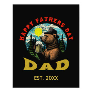 Happy Father's Day Dad Beer Mug Outdoorsman Bear Photo Print
