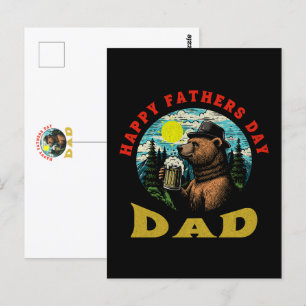 Happy Father's Day Dad Beer Mug Outdoorsman Bear Postcard