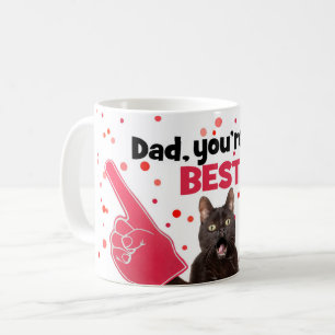 Happy Father's Day Dad Cat With Foam Fingers Humo Coffee Mug