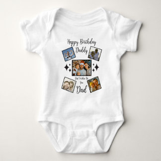 Happy Fathers Day Dad Custom 5 Photo Collage Cool Baby Bodysuit