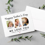 Happy Fathers Day Dad Custom Photo Collage Card<br><div class="desc">Create a stylish and memorable gift for Dad this Father's Day! This custom flat greeting card features a collage of three favourite family pictures of the kids designed as a modern and bold sans serif typography design. Personalise the custom text with the names of the children. Includes a red heart...</div>