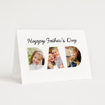 Happy Father's Day Dad Custom Photo Collage Card<br><div class="desc">Create a stylish and memorable card for Dad this Father's Day! This custom folded greeting card features a collage of three favourite family pictures of the kids designed as a modern and bold sans serif typography design. Personalise the custom text on the inside of the card with the names of...</div>