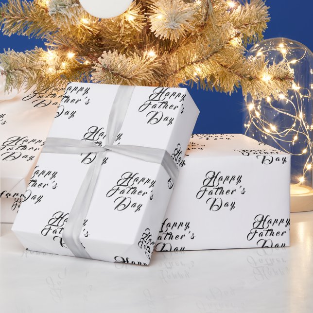 Happy Father's Day Dad Grandpa Black Modern Wrapping Paper (Holidays)