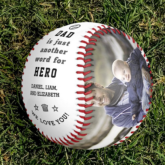 Happy Father's Day Dad Hero Photo Collage + Names Baseball (Creator Uploaded)