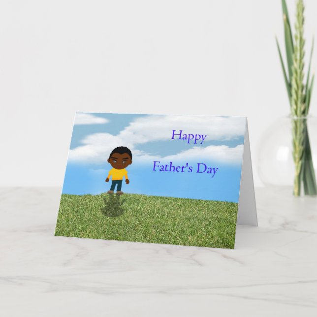 Happy Father's Day Dad with African American boy Card (Front)