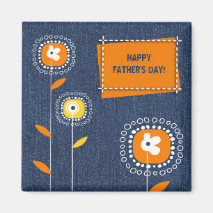 Happy Father's Day Denim Pattern Magnet