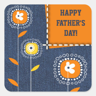 Happy Father's Day. Denim Pattern  Square Sticker