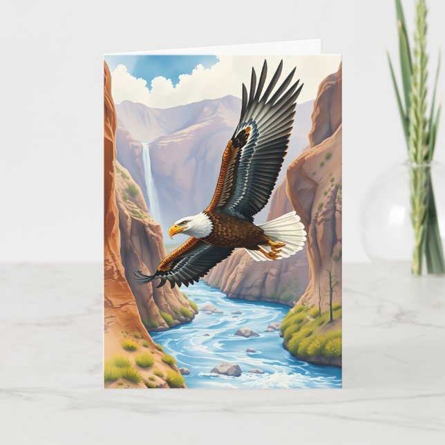 Happy Father's Day | Eagle Soaring over Canyon Card (Front)