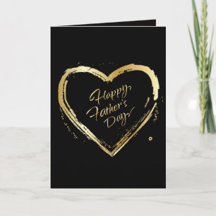 Happy Father's Day! Elegant Gold Heart Calligraphy Holiday Card