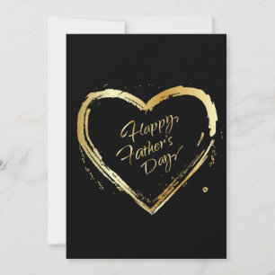 Happy Father's Day! Elegant Gold Heart Calligraphy Holiday Card