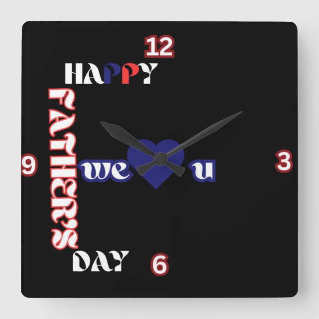 Happy Father's Day F-Formation Square Wall Clock (Front)
