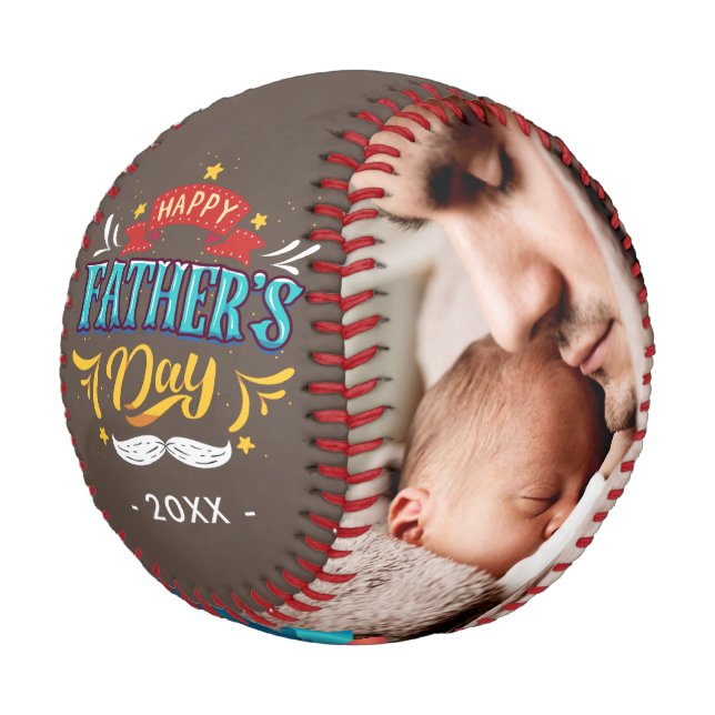 Happy Father's Day Family Photos - Brown Baseball (Angled)