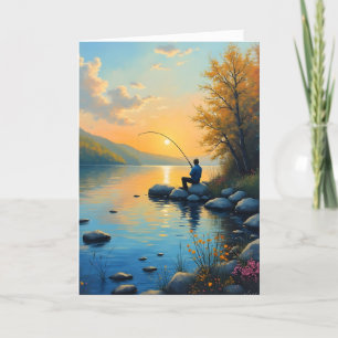 Happy fathers day fishing theme thank you card