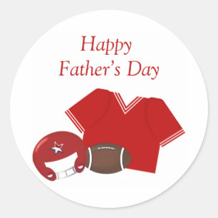 Happy Father's Day (football - red) Classic Round Sticker