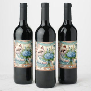 Happy Father's Day for Cat Dad  Wine Label
