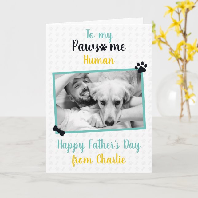 Happy Father's Day from Dog to Pawsome Dad Card (Yellow Flower)