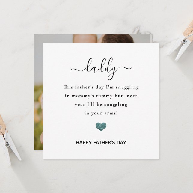 happy father's day from the bump heart glitter  ca card (Front/Back In Situ)