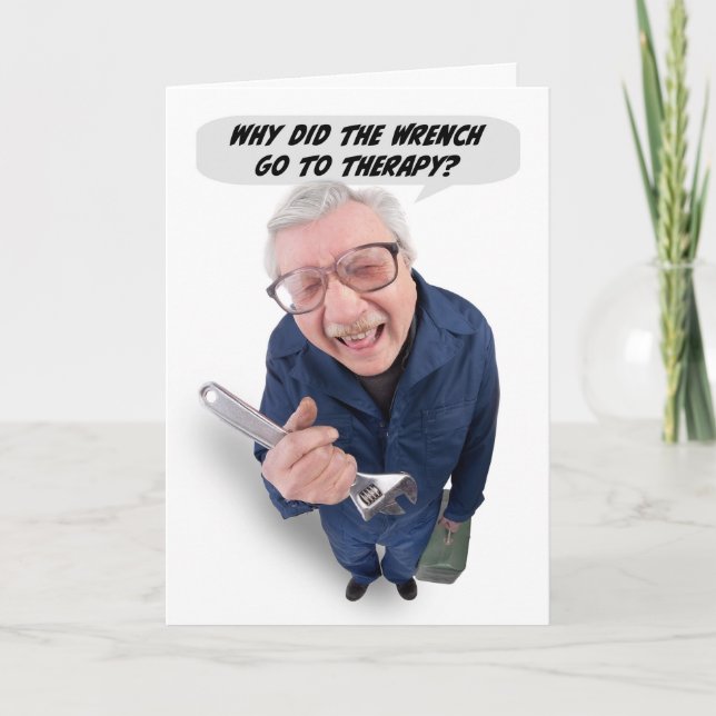 Happy Fathers Day Funny Guy Telling Dad Joke Humou Holiday Card (Front)