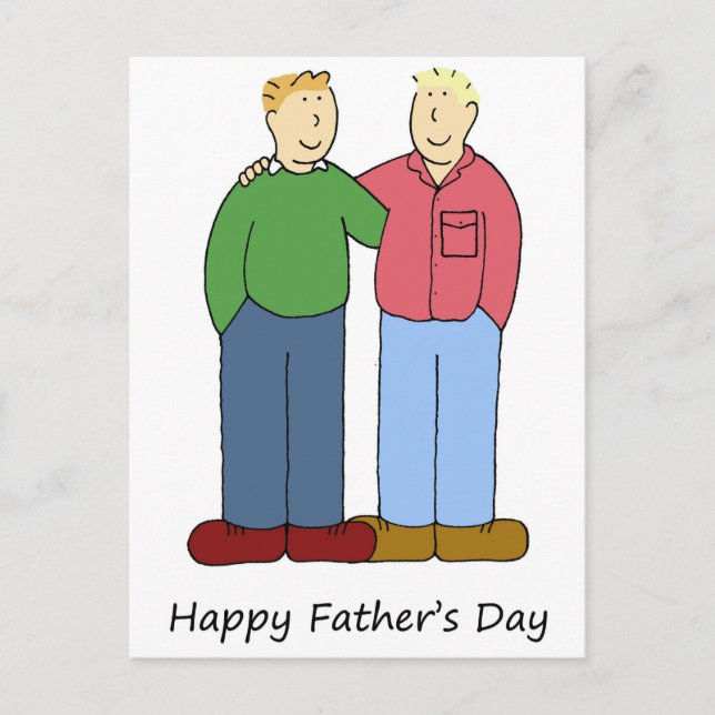 Happy Father's Day Gay Male Couple Postcard (Front)
