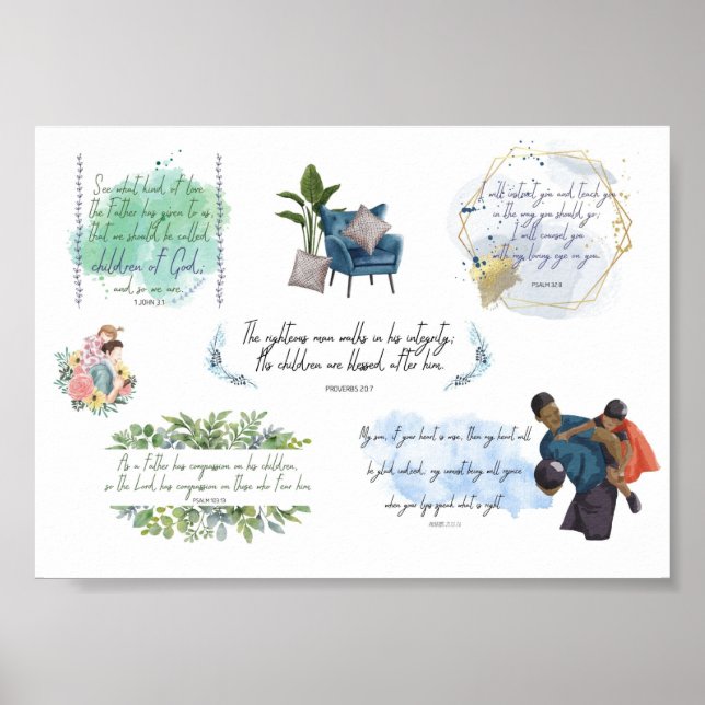 Happy Father's Day Gift for Father Bible Quote Poster (Front)