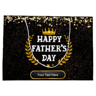 Happy Father's Day Glam Gold Sparkle Large Gift Bag