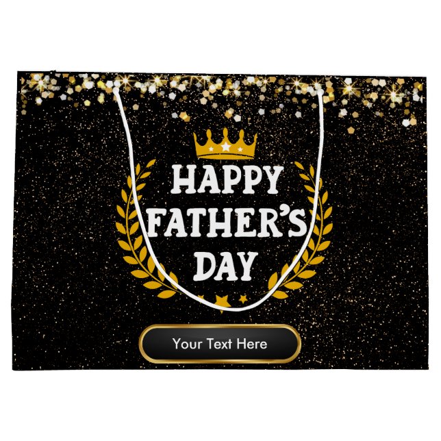 Happy Father's Day Glam Gold Sparkle Large Gift Bag (Back)