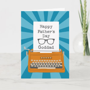 Happy Fathers Day Goddad with Typewriter & Glasses Card
