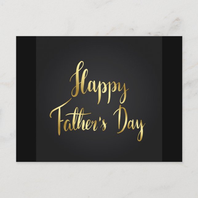 Happy Father's Day - Gold Text on Black Background Postcard (Front)