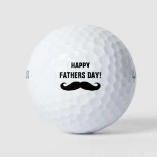 Happy Fathers Day golf balls with funny moustache