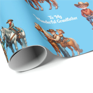 Happy Father's Day Grandfather Custom Western Wrapping Paper