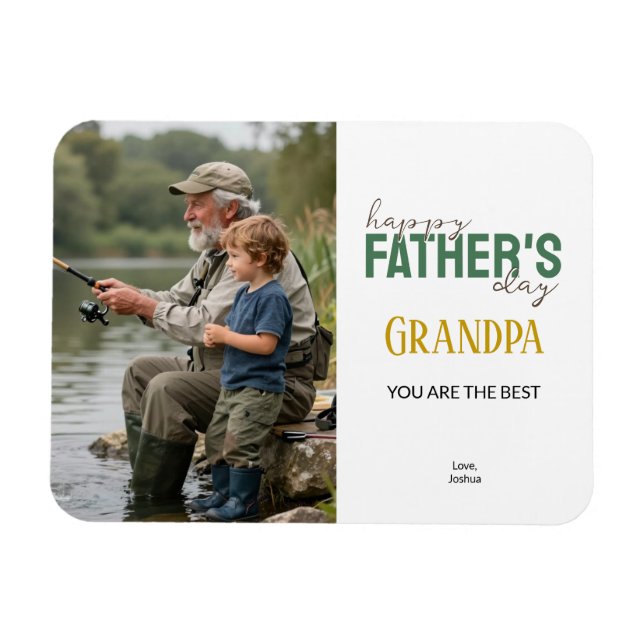 Happy Father's Day Grandpa Green Photo Magnet (Horizontal)